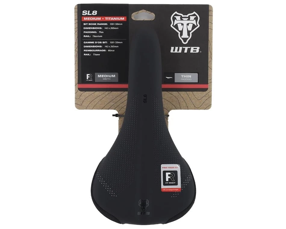 WTB SL8 Saddle (Black) (Titanium Rails) (Medium) (142mm) 5 WTB SL8 Saddle (Black) (Titanium Rails) (Medium) (142mm) - Image 5