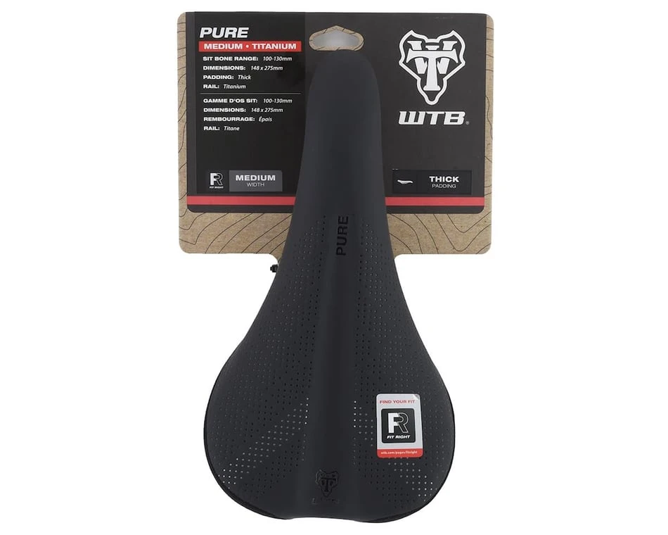 WTB Pure Saddle (Black) (Titanium Rails) (Medium) (148mm) 5 WTB Pure Saddle (Black) (Titanium Rails) (Medium) (148mm) - Image 5